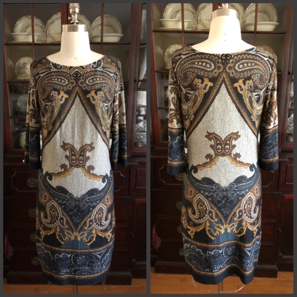 Paisley knit shift dress